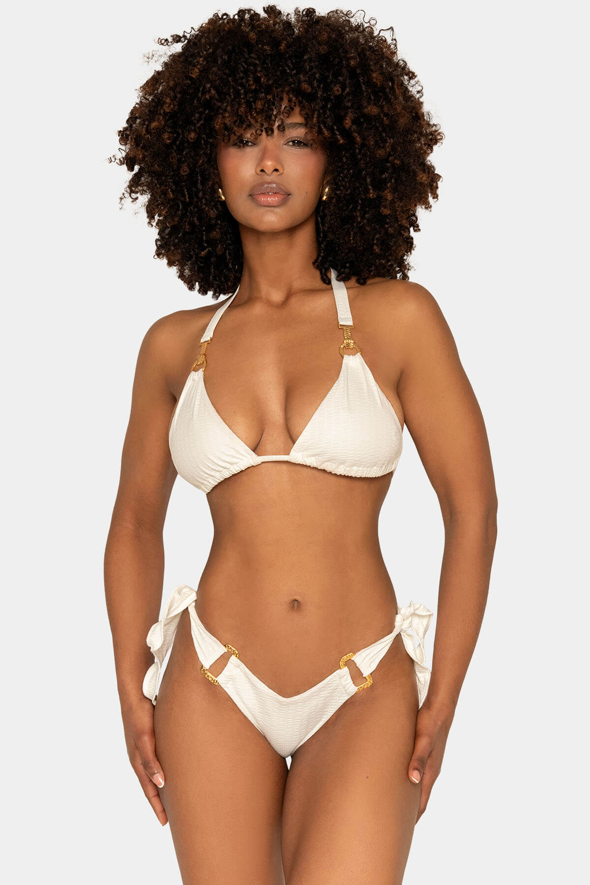 Bikini Ibiza Giebelle vista frontal - Blanco puro almas libres triangular frente