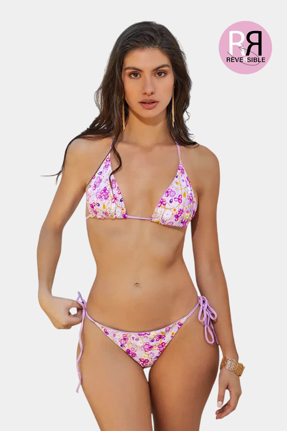 Bikini Purple Rain Giebelle vista frontal - Púrpura místico elegante frente