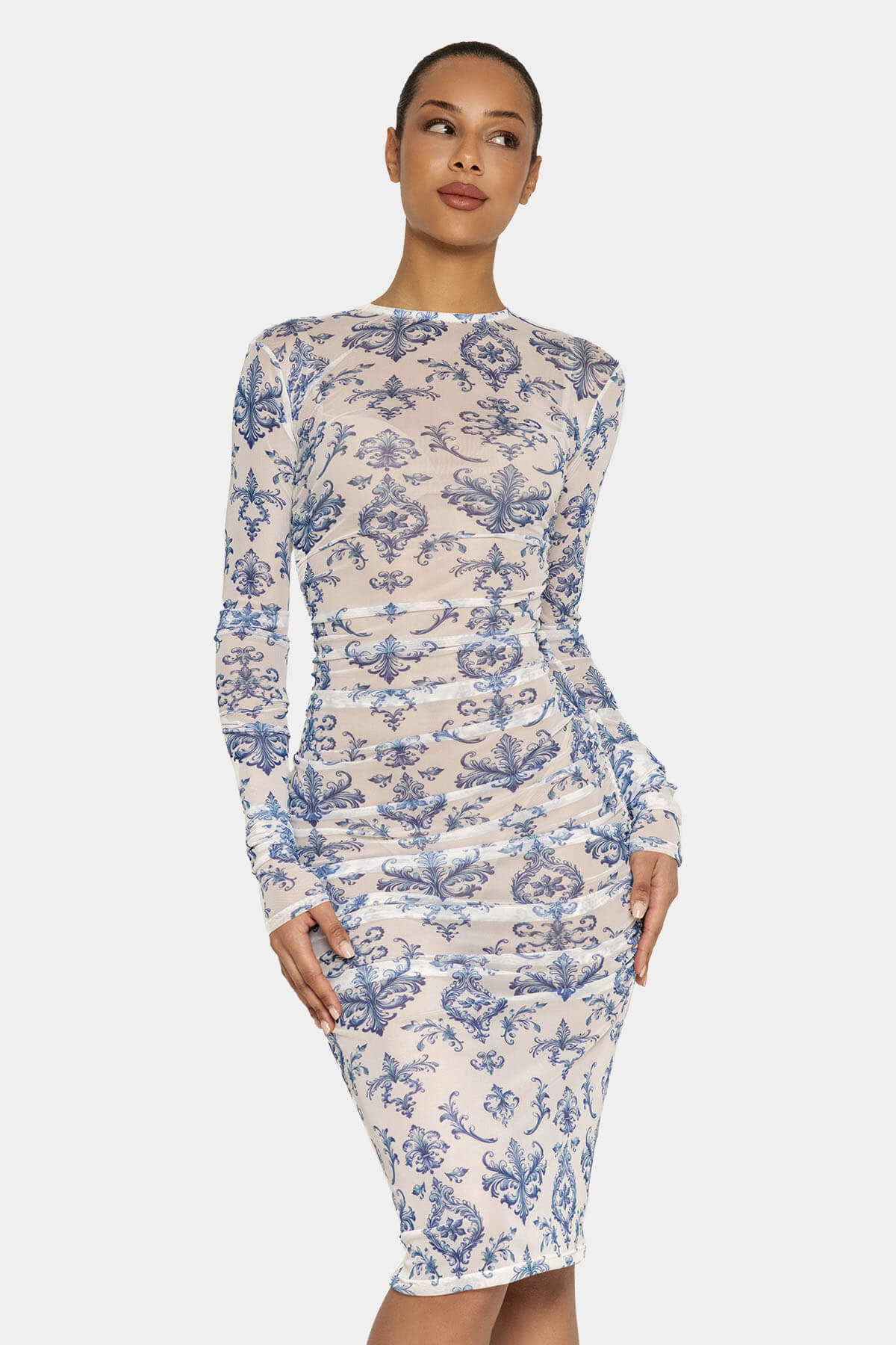 Vestido Santorini Giebelle vista frontal - Elegancia griega ajuste tubo frente