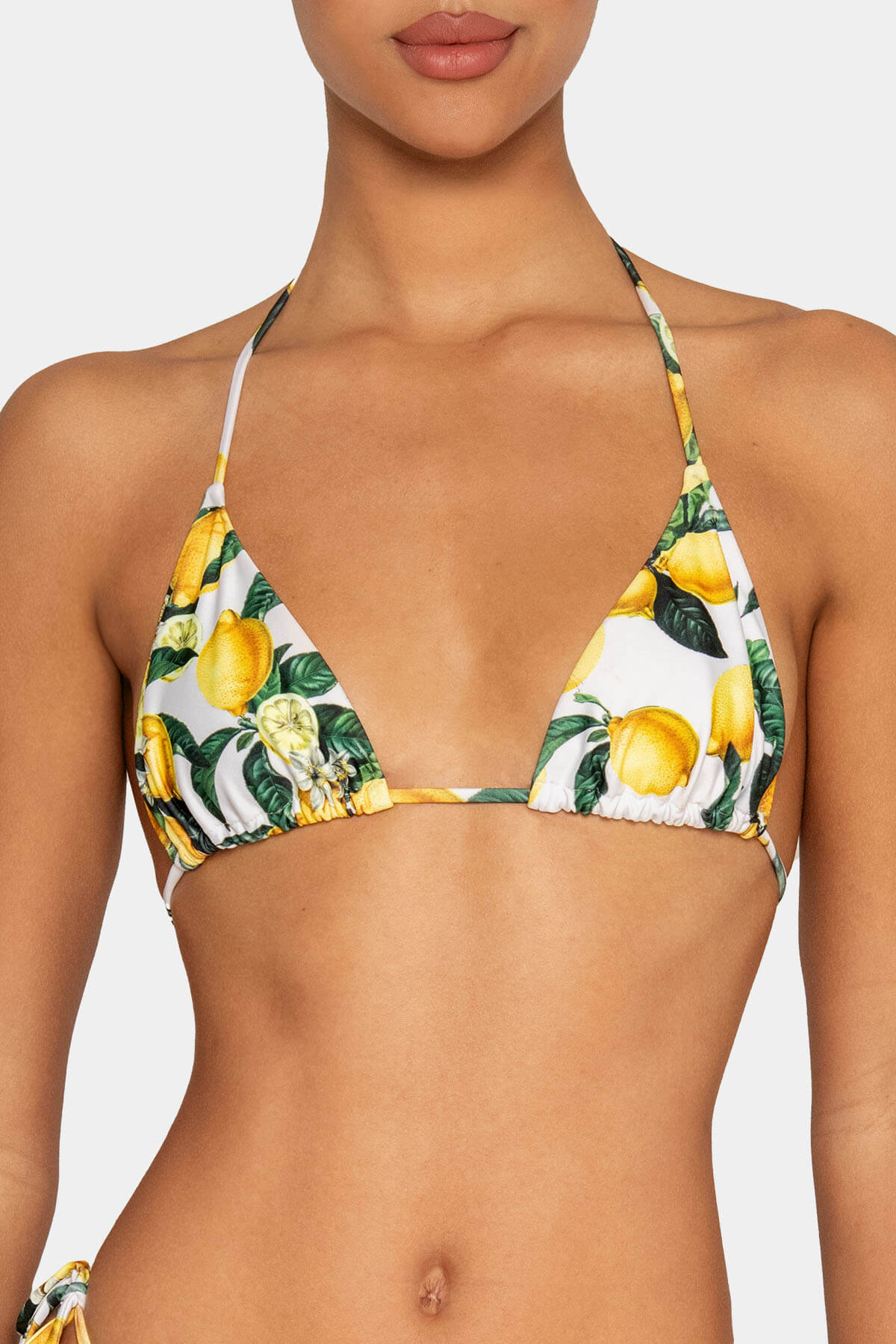 Top bikini Amalfi Giebelle - Parte superior estampado limones mediterráneo triangular